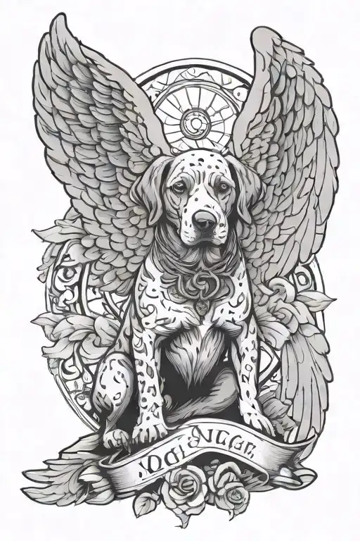 Dog With Angel Wings And With Name And Date