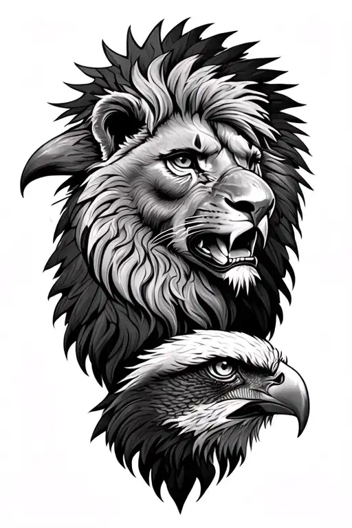 Lion And Eagle Tattoo Design