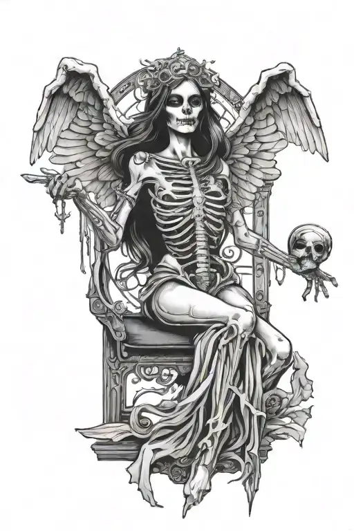 Tarot Card Depicting Female Skelaton Labeled My Last Flying Fuck