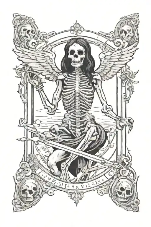 Tarot Card Depicting Female Skelaton Labeled My Last Flying Fuck