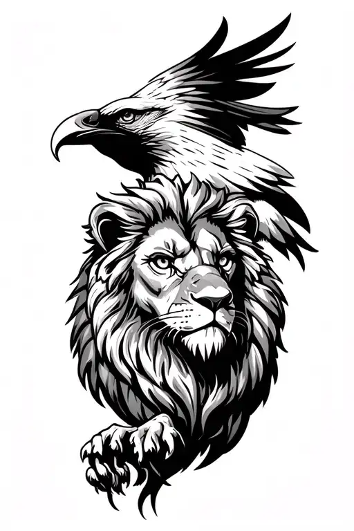 Lion And Eagle Tattoo Design