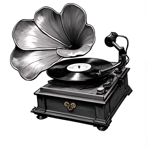 Record Player With Gramophone Incorporating Country And Rock Music