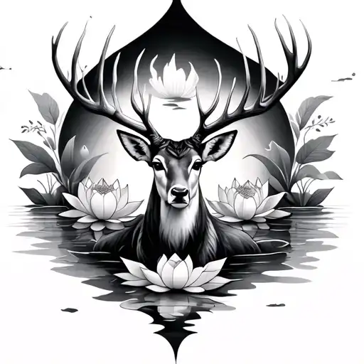 Deer And Lotus