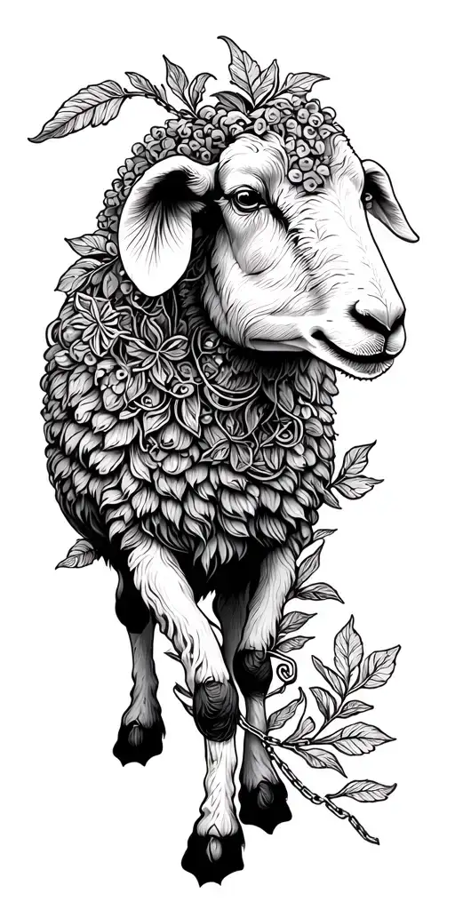 Sheep's Ornate Thin Lines Sun Foliage Delicate Chains