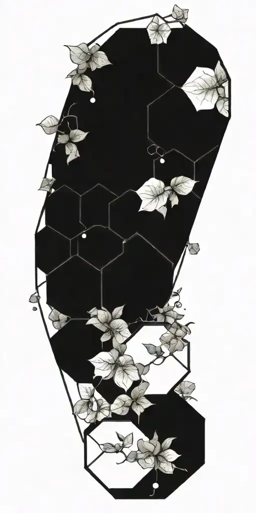 Geometic Hexagons With Pothos Plants Growing Through It