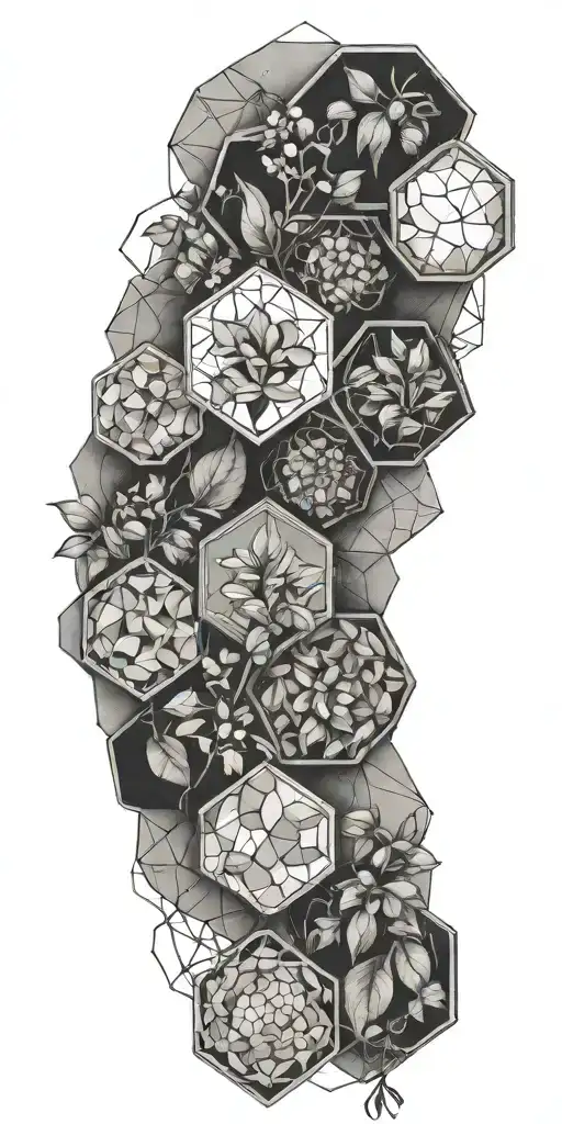 Geometic Hexagons With Pothos Plants Growing Through It