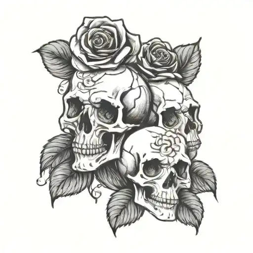 Two Headed Skull And Rose