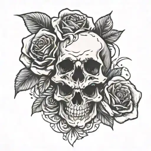 Twin Skull And Rose