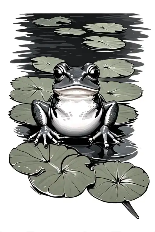 A Frog And Three Lily Pads Simple