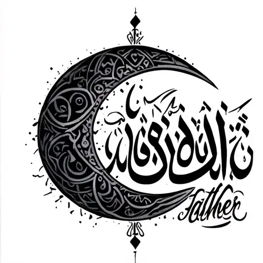 Muslim Crescent And Inside His Inscription Father In Arabic
