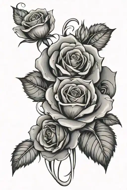 Modern Long Stem Roses With Water River Flowing And Curving