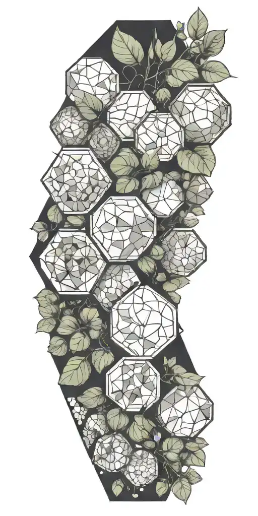 Geometic Hexagons With Pothos Plants Growing Through It