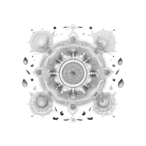 A Mandala Composed Of Musical Instruments And Nature Elements