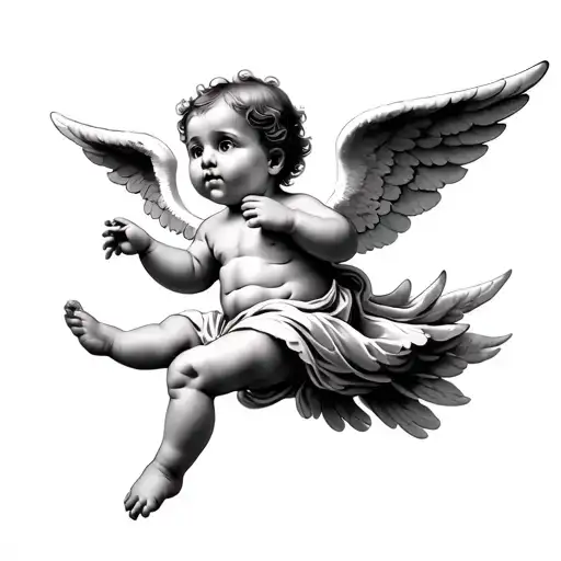 Baby Cherub Angel Flying Away
