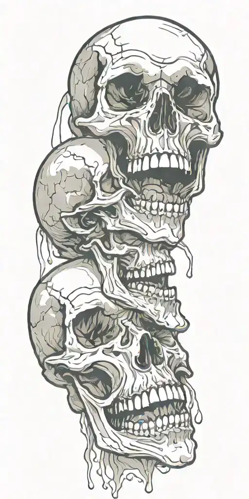 Skulls Melting Into A Childs Mouth Open