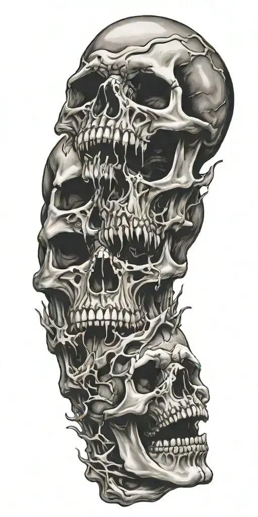 Skulls Melting Into A Mouth Open