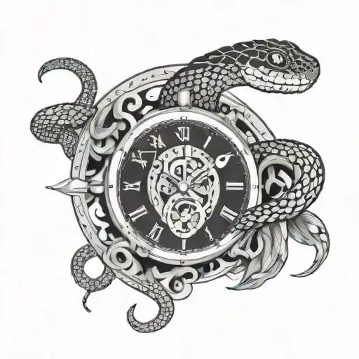 Watch Dial And Snake With Dark Galaxy Night Background