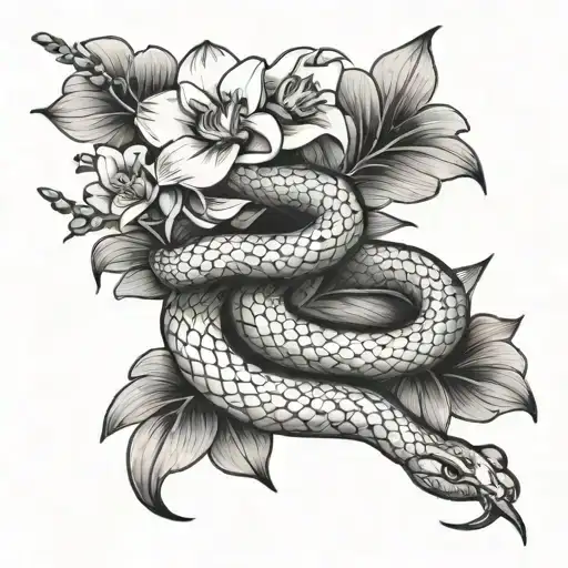 Snake And Orchid Flowers