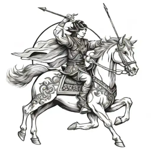 Japanese Sagittarius Archer Centaur Being Rided