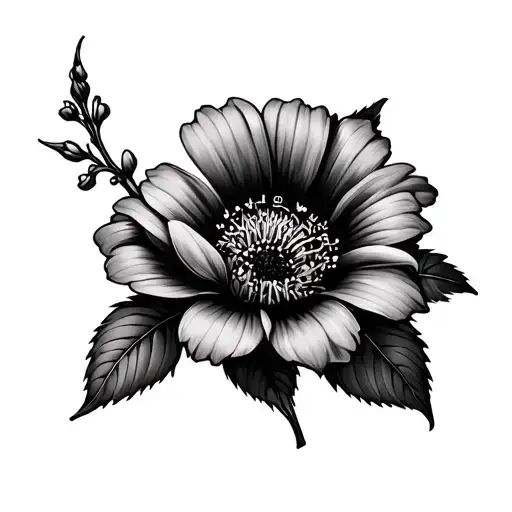 Flower With Stem With Roman Numerals Along The Stem