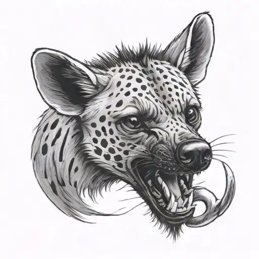 Hyena With A Large Door Key In Background