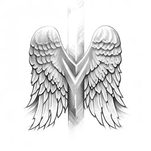 Cartoonish Angel Wings Surrounding A Name