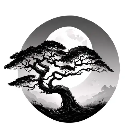 Tree With A Moon Over Top Calf