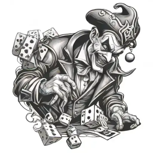 Gangster Jester With Dice Rolling
