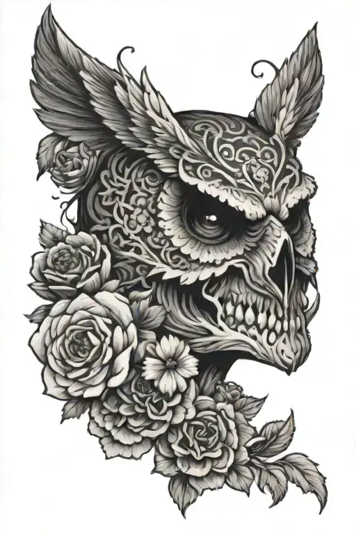 Owl Skull Flowers