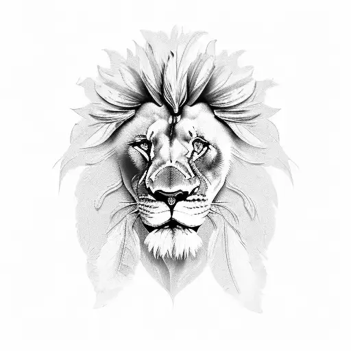 Lion Feathers And Flowers