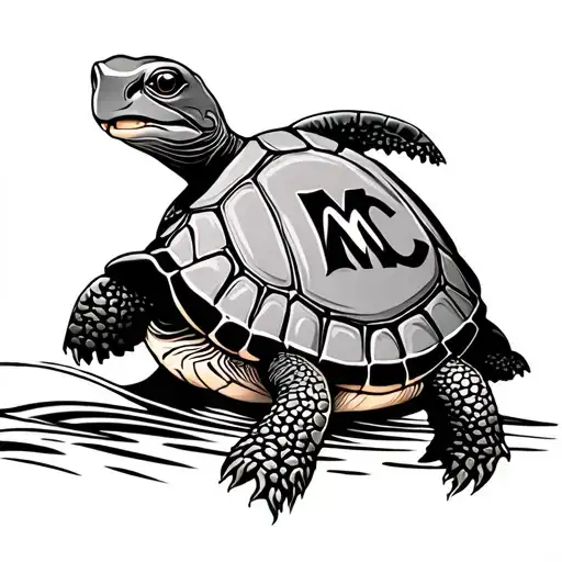 Turtle In Waves With Letters M C