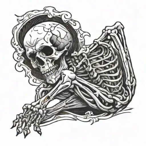 Skeleton Mounth In Knee Tattoo Design