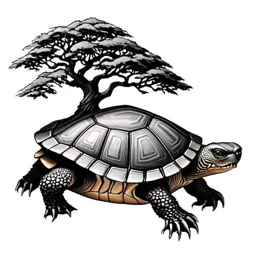 Boaba Tree On A Tortoise Facing Forward