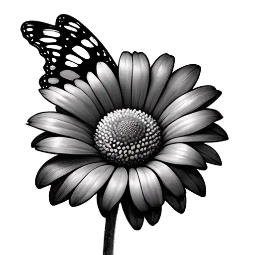 Daisy Flower With Butterfly Wings