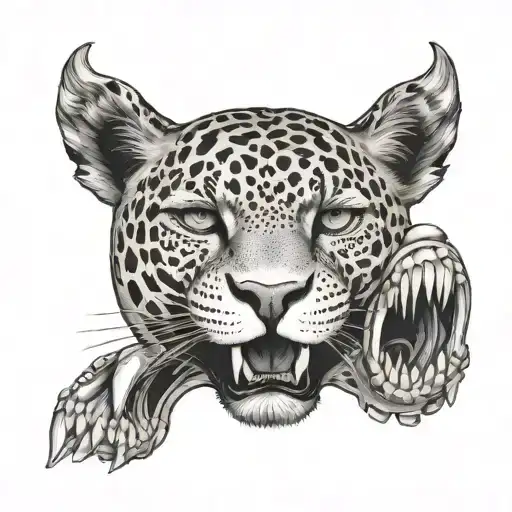 Jaguar With Skull In It It's Mouth