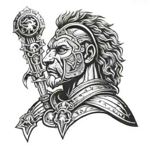 Roman Gladiator Inside Of A Lions Face