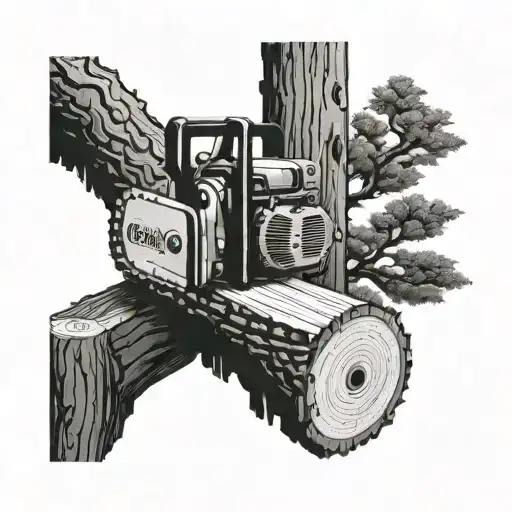 Chainsaw Cutting Tree Furniture Being Made Entirely