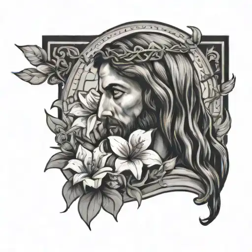 Jesus Protecting Flowers Growing