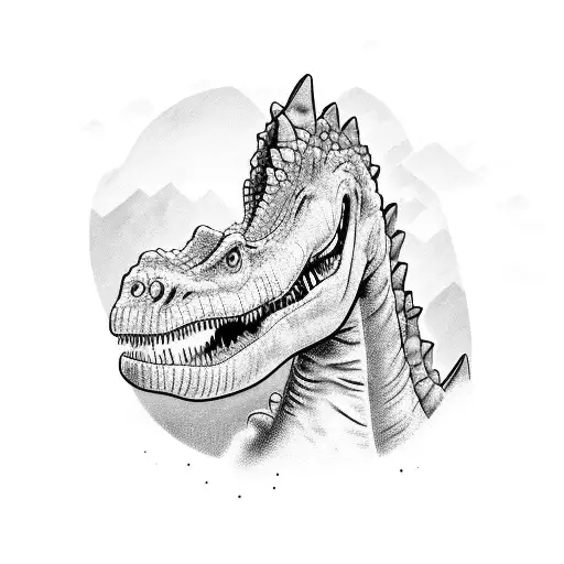 Frustrated Dinosaur Working On Computer