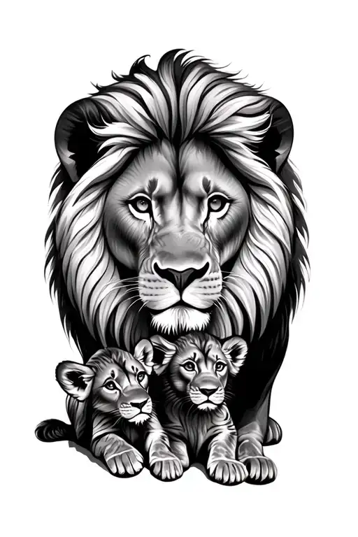 Lion And Cubs