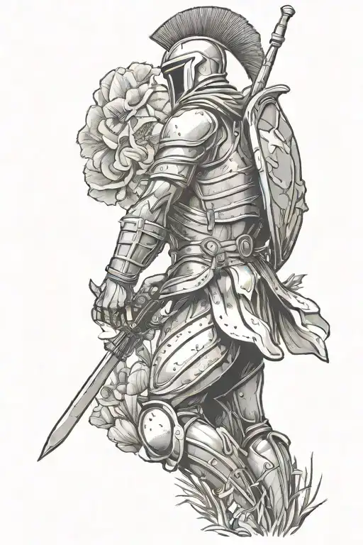 Spartan Soldier In A Poppy Field