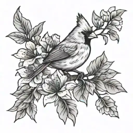 Cardinal With Azalias