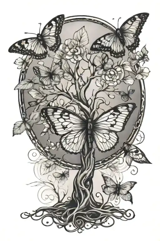 Tree Of Life And Moth