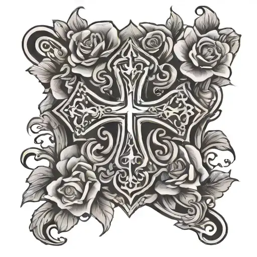 Faith Over Fear With Cross And Flowers Surrounding