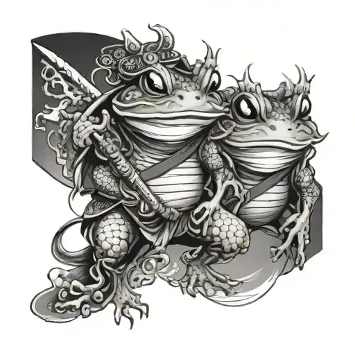 Samurai Frogs Japanese Theme Sleeve