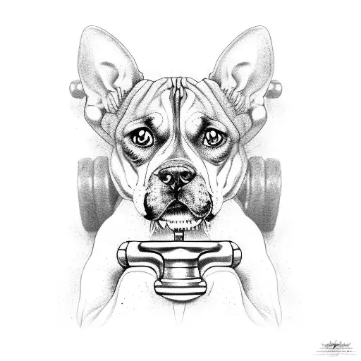 A Muscular Dog Lifting Weights