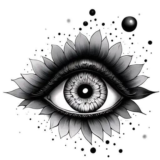 Unalome With Buddha Eyes And Dots