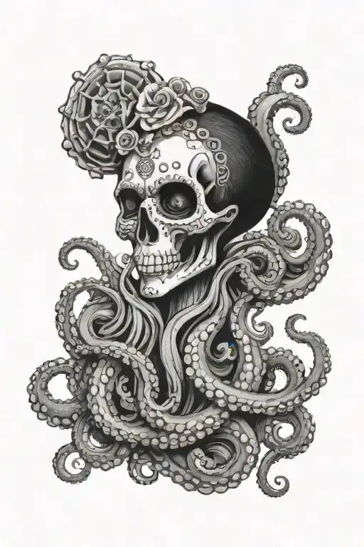 Octopus Surrounding A Catrina