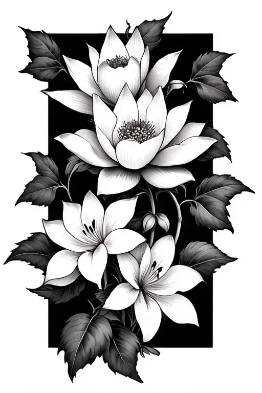 Lotus Roses And Lillie's On A Vine