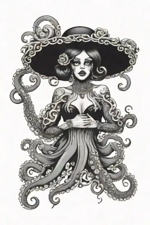 Octopus Surrounding A Catrina